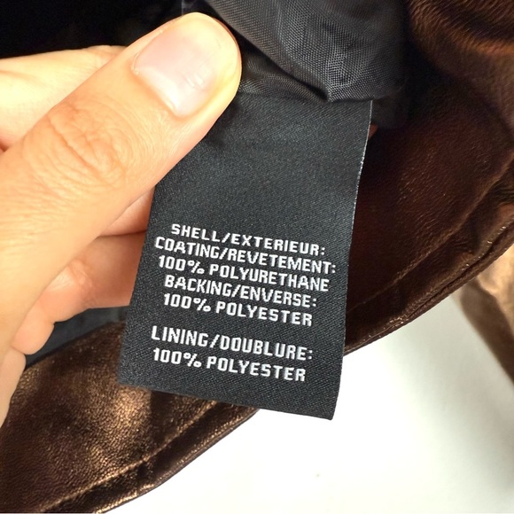 7 For All Mankind Women's Metallic Brown Leather Jacket size XS - Picture 8 of 8